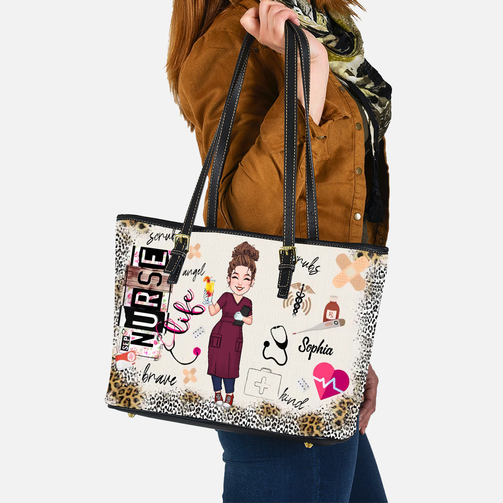 Krankenschwester/Pflegehelferin/Arzt... Leben - Personalisierte Ledertasche für Krankenschwestern