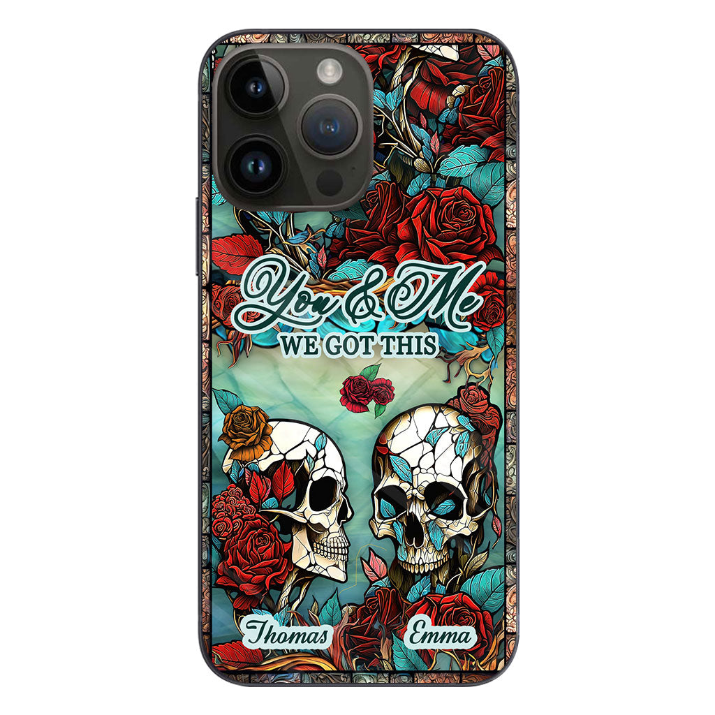 Totenkopf-Paar – Totenkopf-Geschenk für Ehemann, Ehefrau, Freund, Freundin – Personalisierte Handyhülle