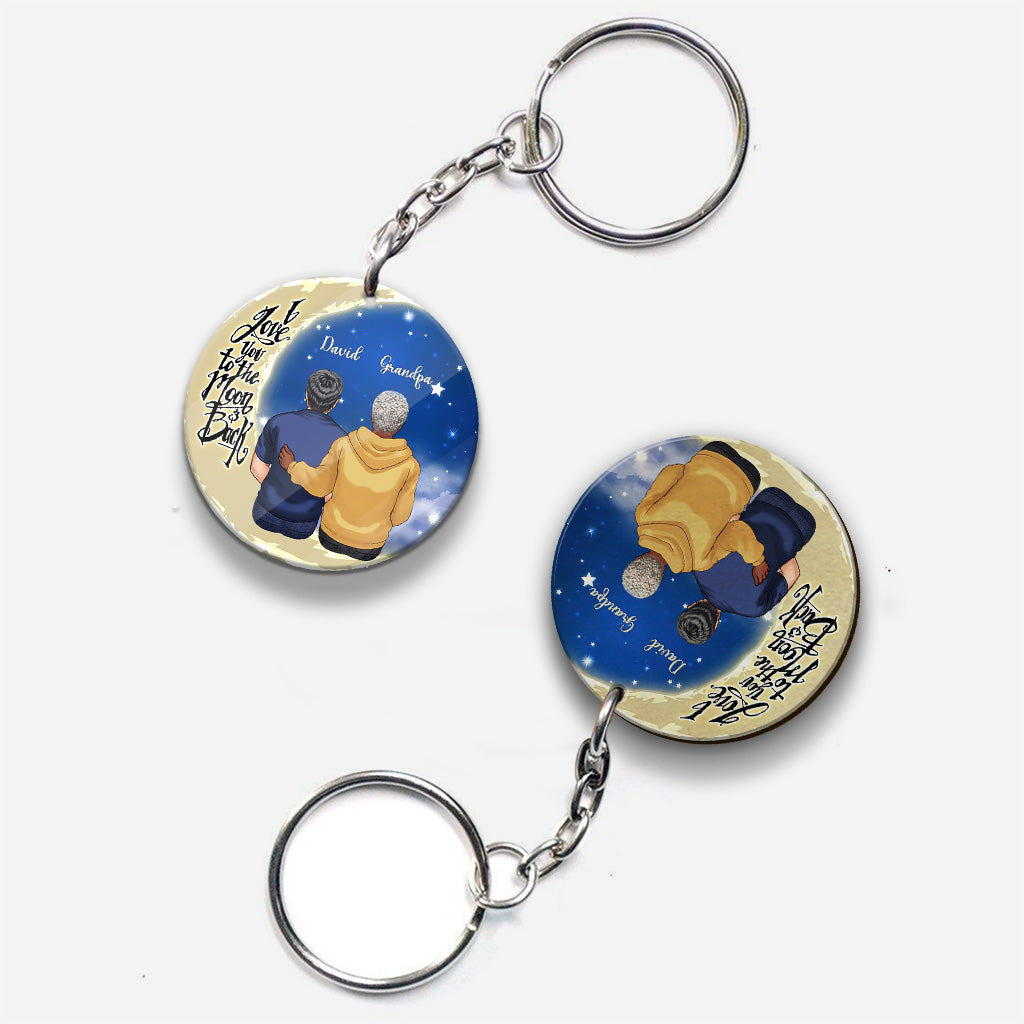 Bis zum Mond und zurück – Geschenk für Oma, Mama, Papa, Opa – Personalisierter Schlüsselanhänger