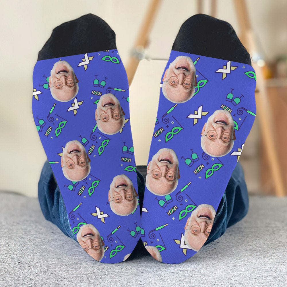 Individuelles Gesichtsmuster für Partys – personalisierte Opa-Socken