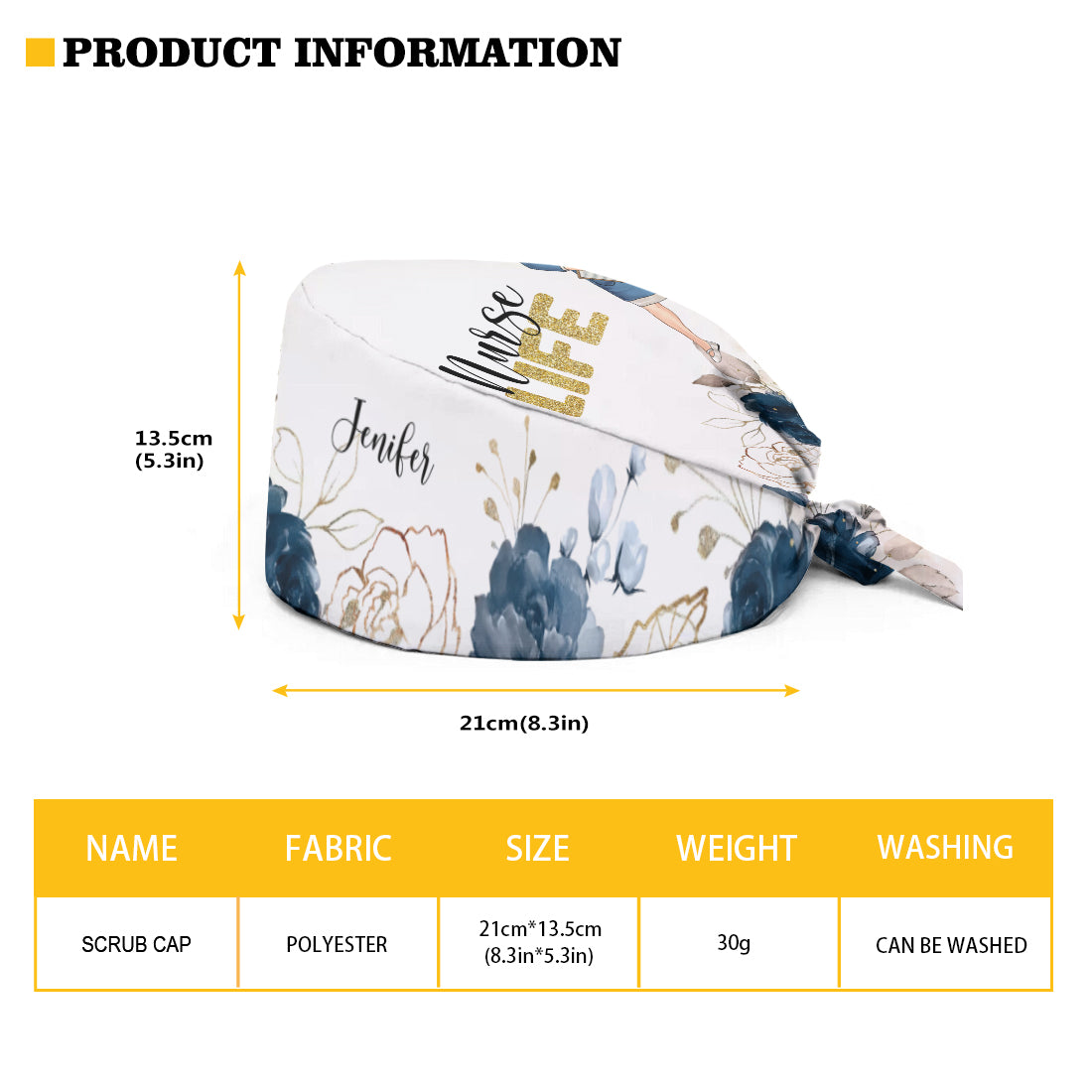 Registrierte, personalisierte OP-Haube für Pflegekräfte