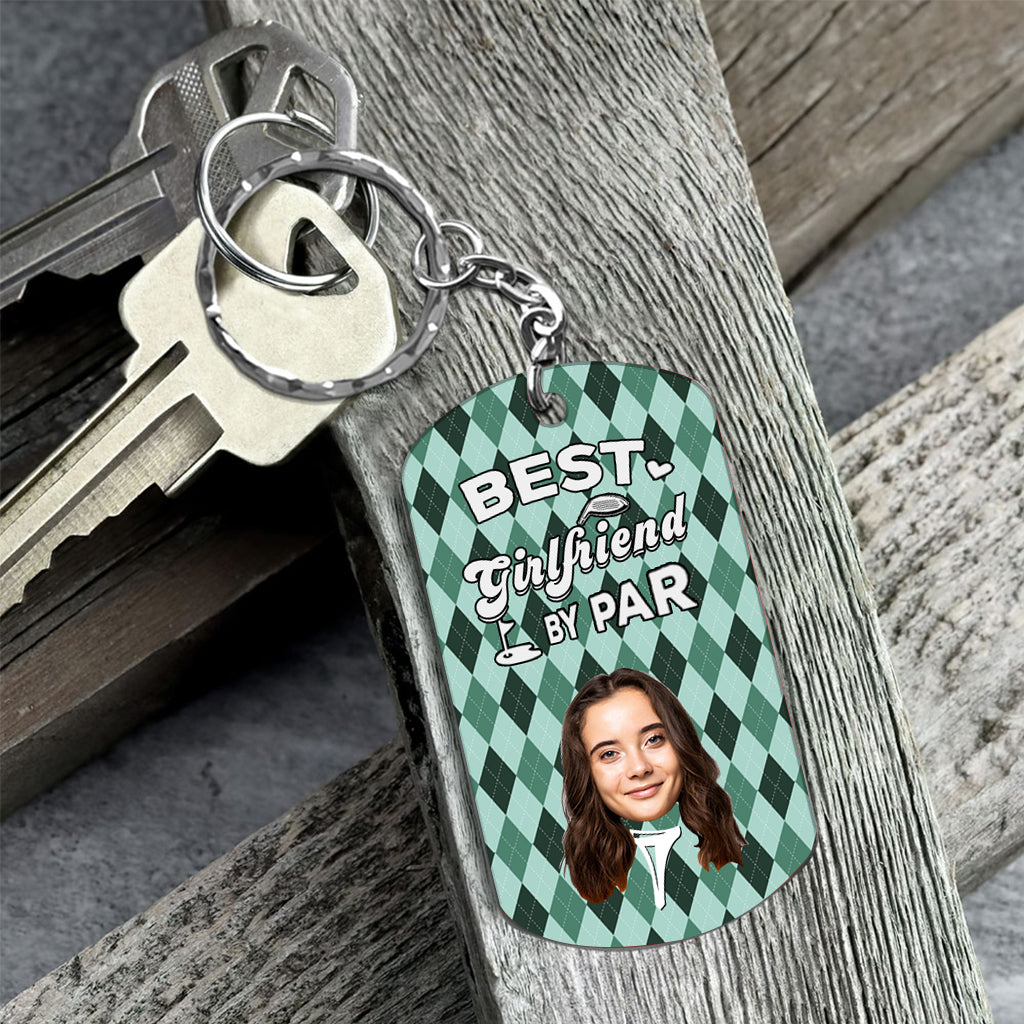Best Dad By Par - Golf gift for dad, him, boyfriend, husband, grandpa - Personalized Stainless Steel Keychain