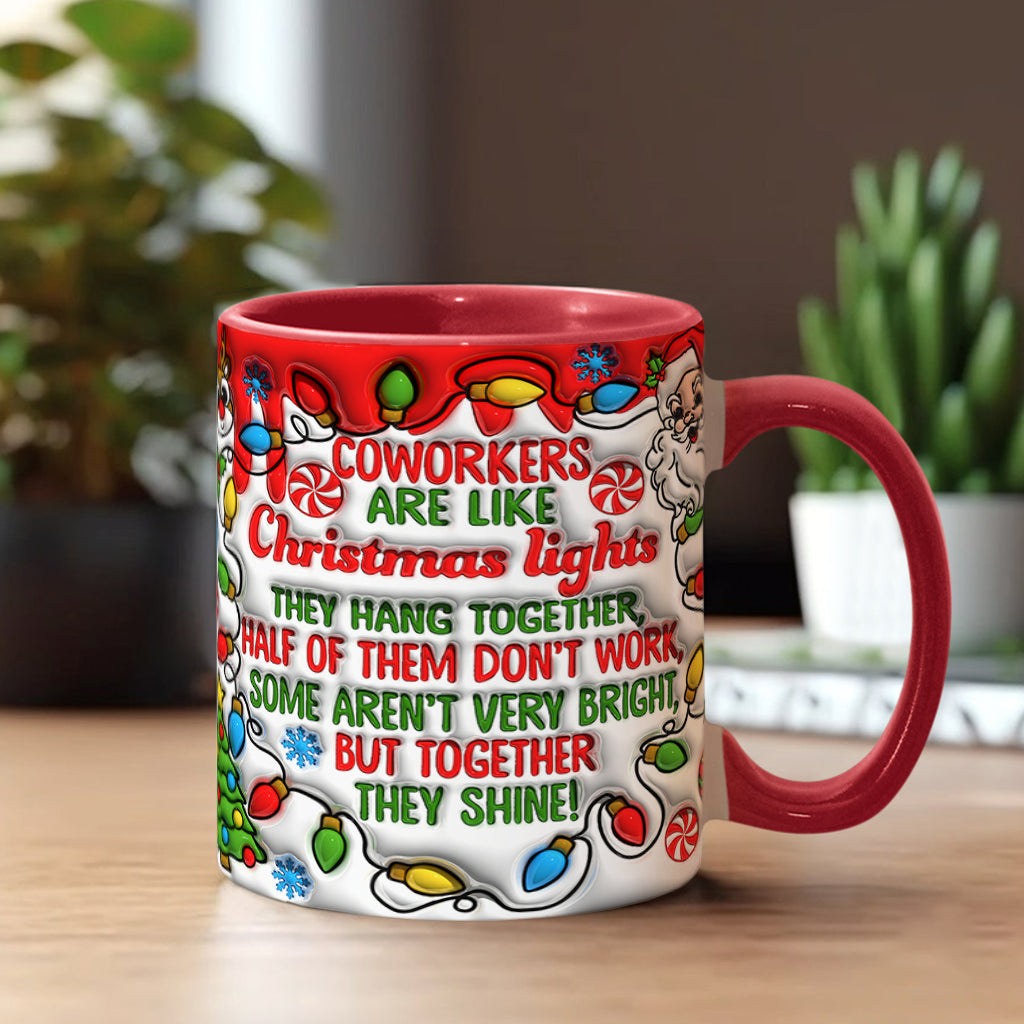 Kollegen sind wie Weihnachtslichter – Personalisierte Tasse mit Kollegen-Akzent