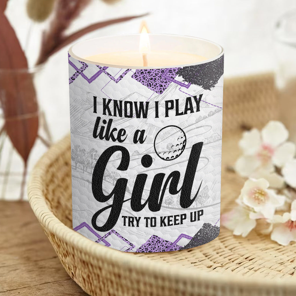 Golfunterricht – Golfgeschenk für sie, Freundin, Ehefrau, Tochter – Personalisierte Kerze mit Holzdeckel