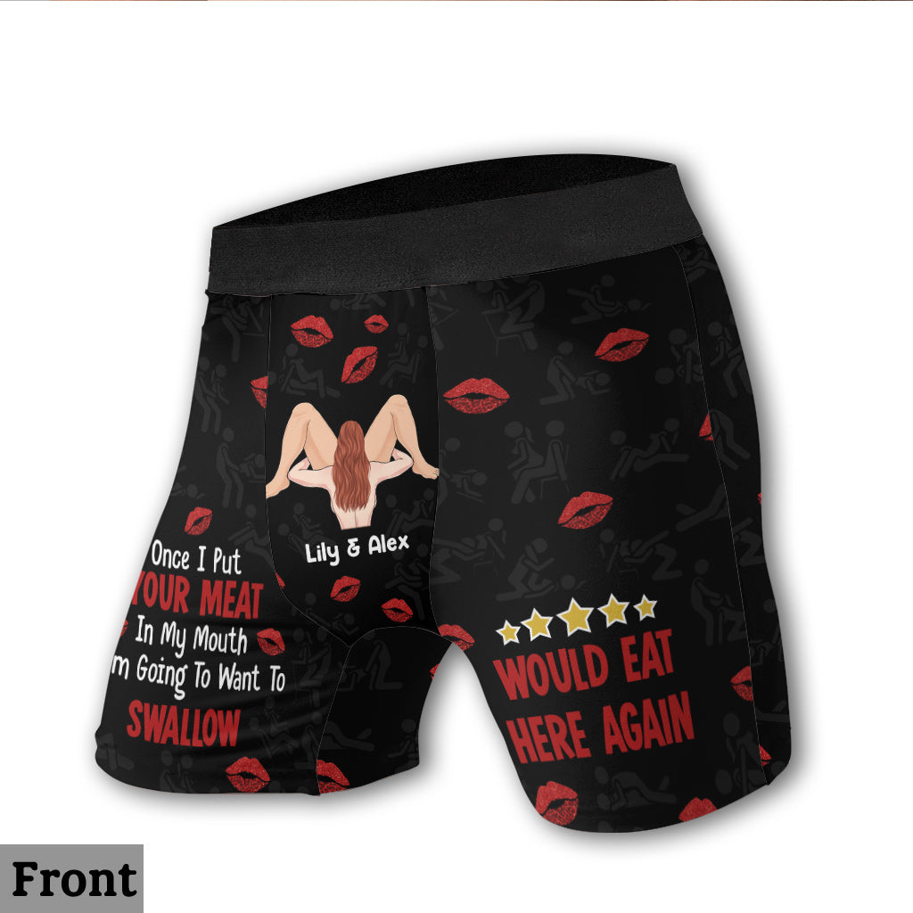 Ich würde hier wieder essen – Geschenk für Ehemann, Ehefrau, Freund, Freundin – Personalisierte Herren-Boxershorts