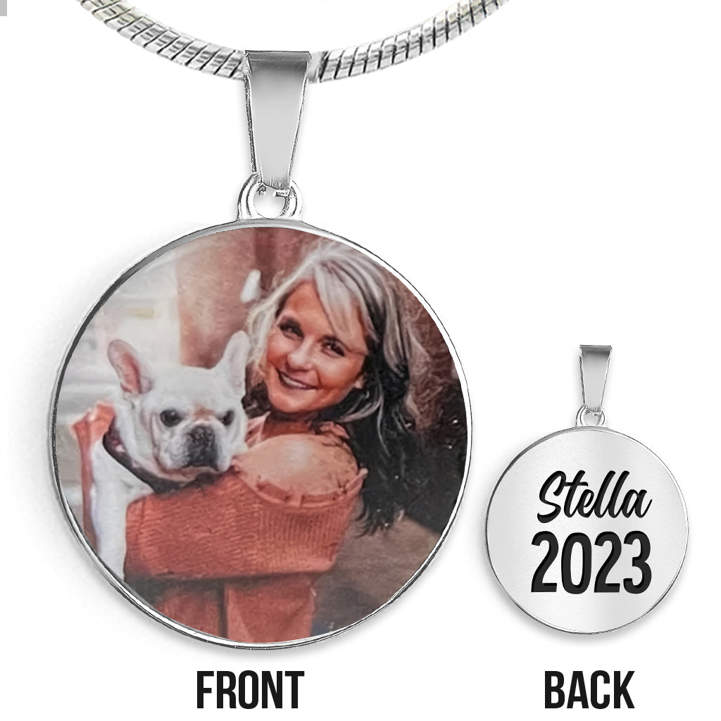 Ich bin über die Regenbogenbrücke gegangen – Geschenk für Hundeliebhaber, Katzen- oder Hundebesitzer – Personalisierte runde Anhängerkette