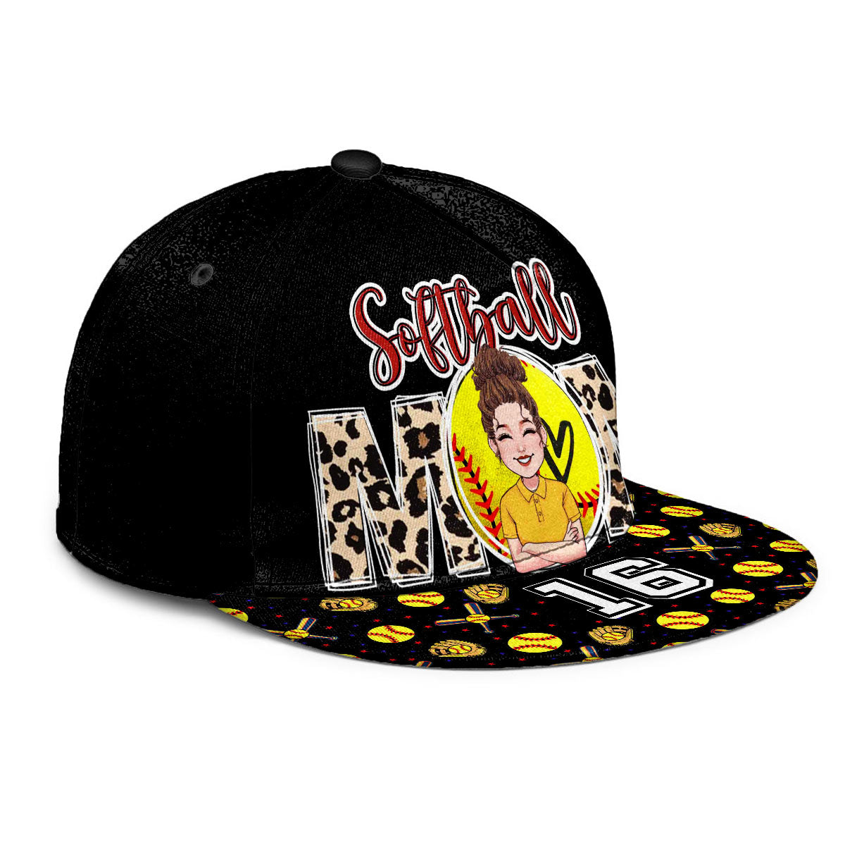 Softball Mom – Personalisierte Softball-Snapback-Kappe