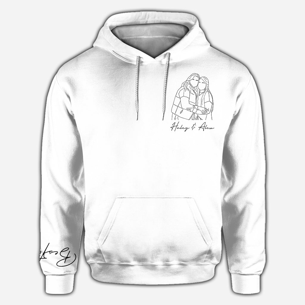 Beste Freundinnen-Strichzeichnung - Personalisiertes Bestie-Shirt mit Allover-Aufdruck