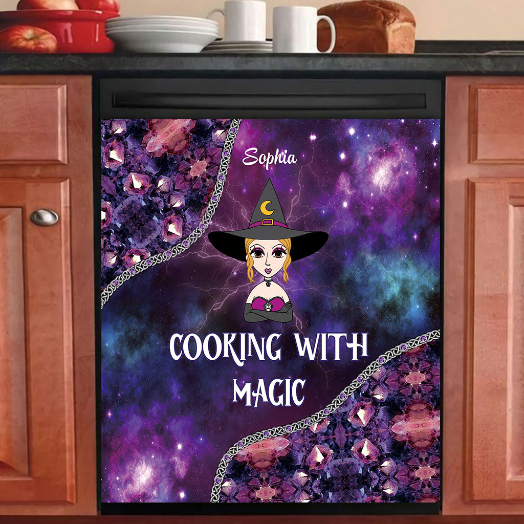 Cooking With Magic - Personalized Witch Dishwasher Cover