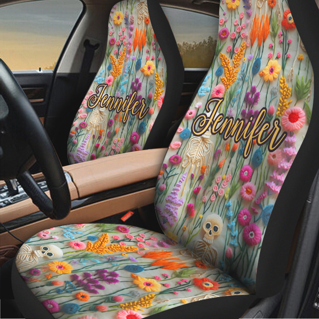 Floral Skeleton - Personalized Skull Seat Covers