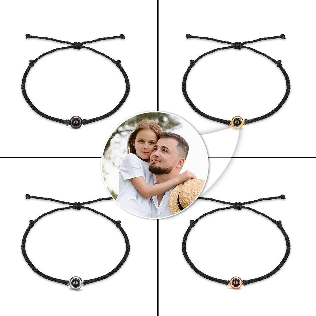 Photo Inserted Father Bracelet - Personalized Father Projection Bracelet
