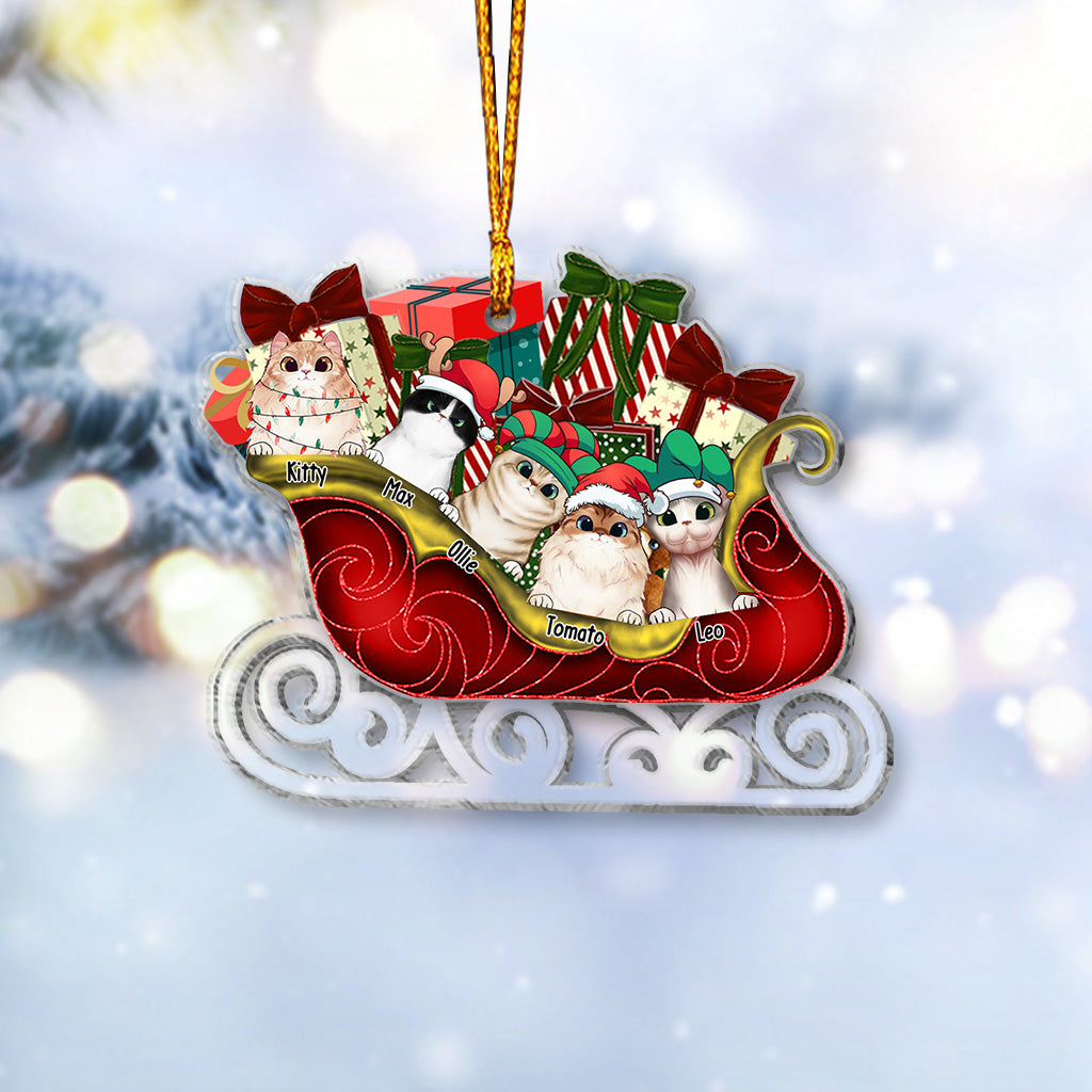Frohe Weihnachten – Personalisierter transparenter Katzen-Weihnachtsschmuck