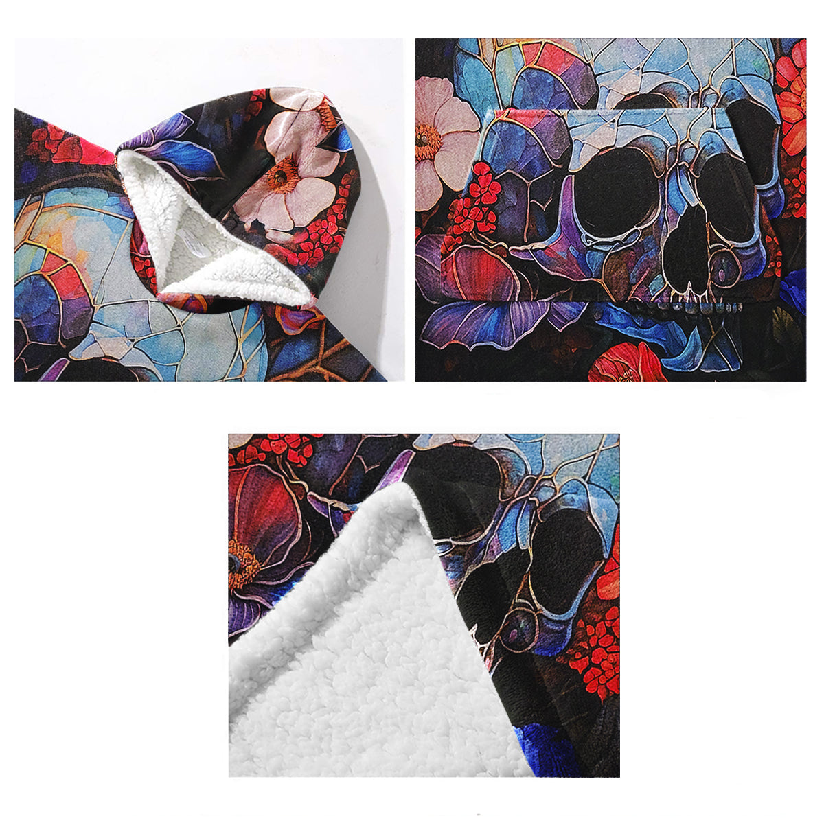 Blumenschädel – Personalisierter Totenkopf-Decken-Hoodie