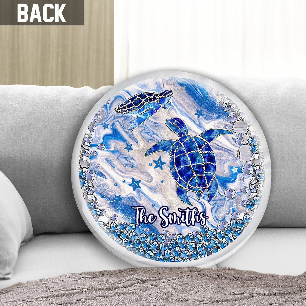 Blue Sea Turtles - Personalized Turtle Shaped Pillow