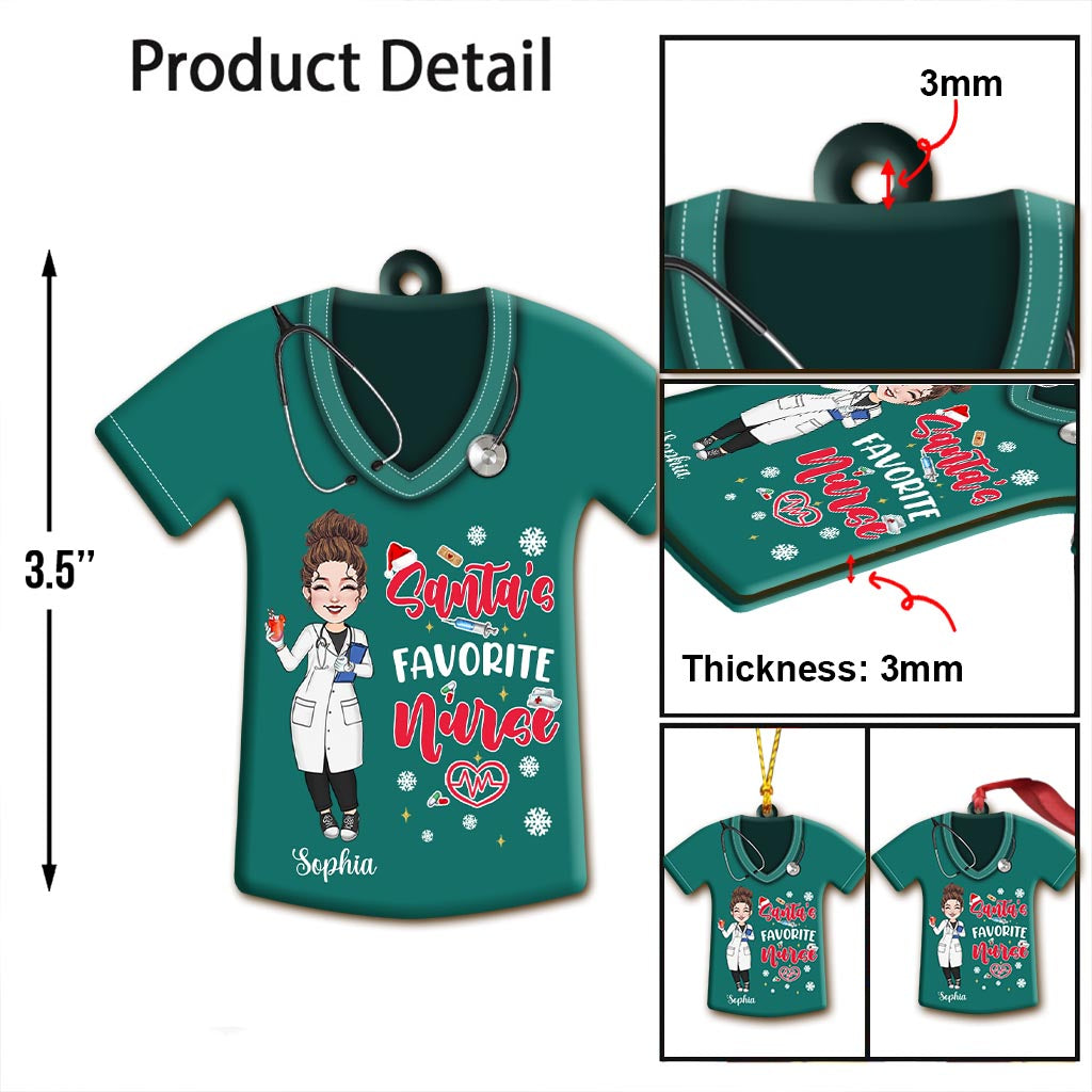 Weihnachtsmanns Lieblingskrankenschwester – Personalisierter Krankenschwester-Weihnachtsbaumschmuck