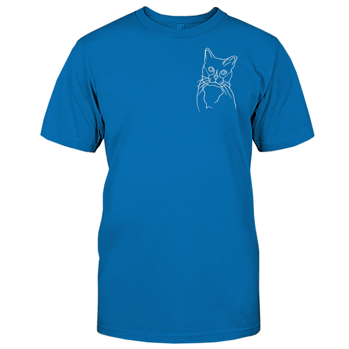Individuelle Linienzeichnung – Personalisiertes T-Shirt mit Katzenstickerei