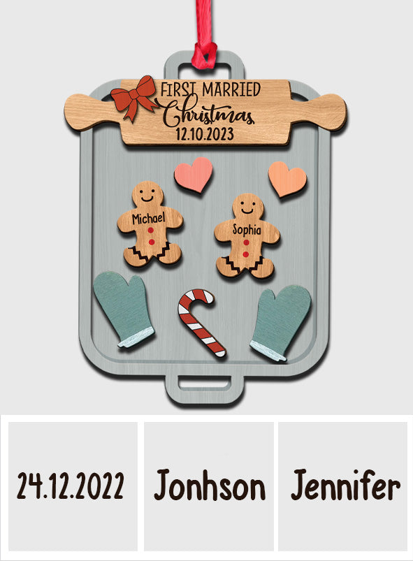 Erstes Weihnachtsfest als Ehepaar – Personalisierter zweilagiger Weihnachtsschmuck für Ehemann und Ehefrau