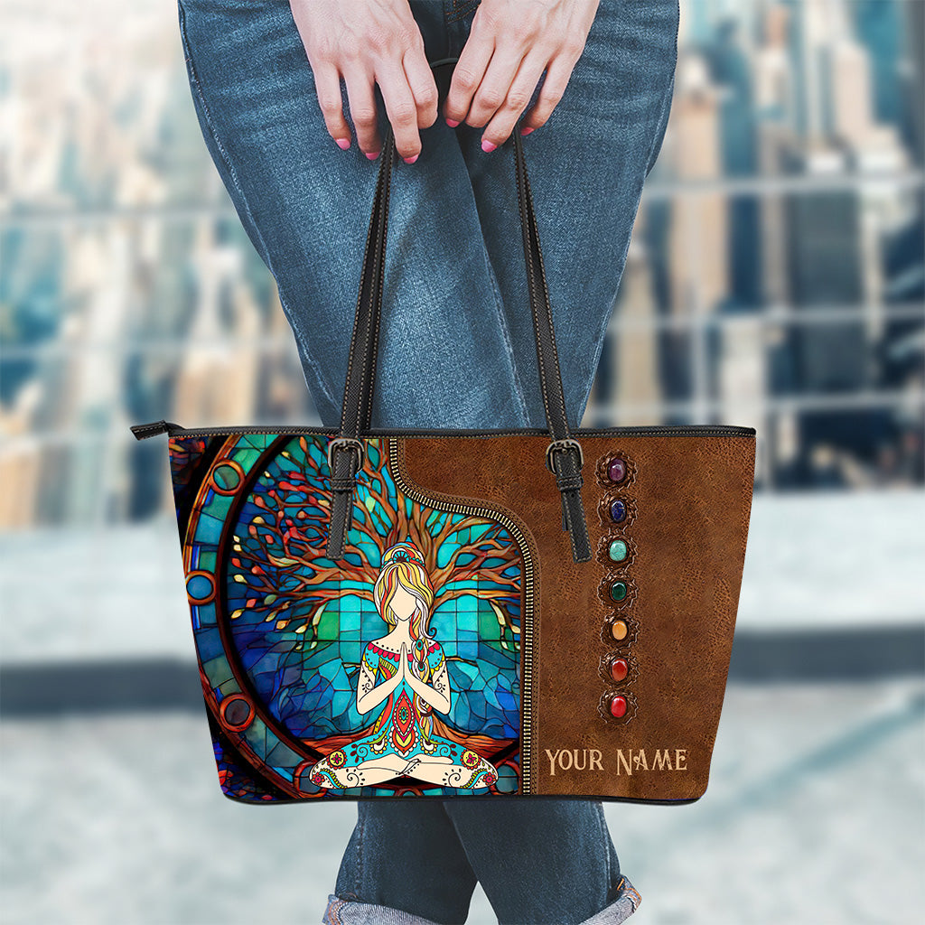 Namaste Green – Personalisierte Yoga-Ledertasche