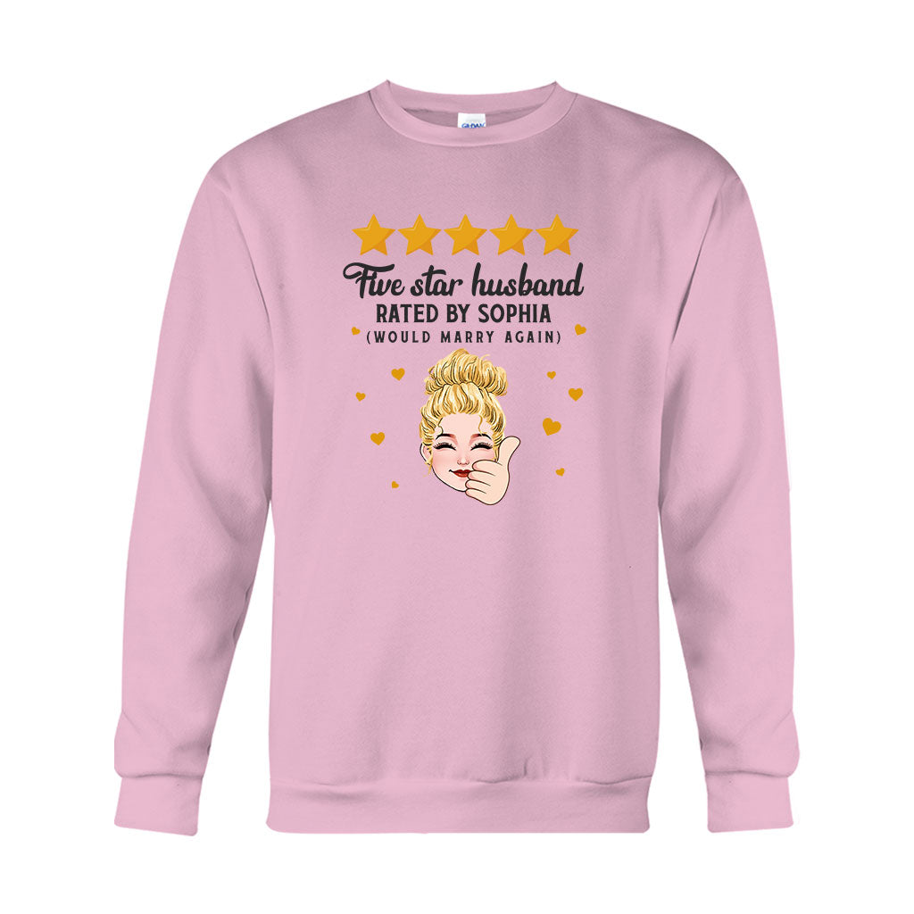 Fünf-Sterne-Ehepaar – Personalisiertes T-Shirt und Hoodie für Ehepaare