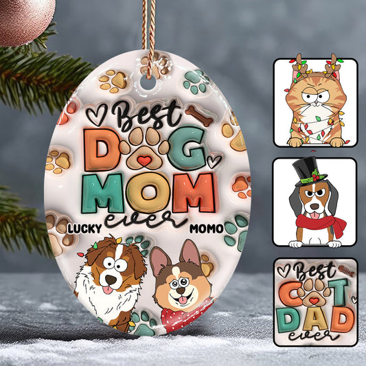 Die beste Hundemama / Katzenmama / Hundepapa / Katzenpapa aller Zeiten – Geschenk für Hunde- und Katzenliebhaber – Personalisierte ovale Keramikfigur