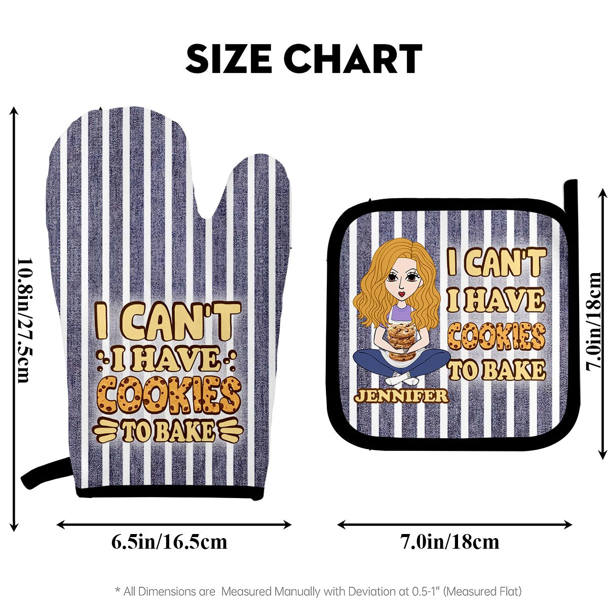 Ich kann nicht, ich muss Kekse backen – Personalisiertes Backhandschuh- und Topflappen-Set