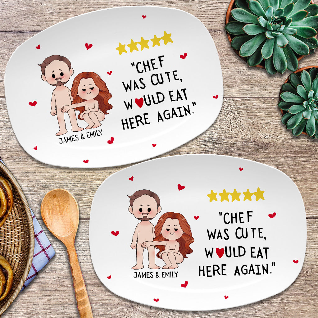 Der Koch war nett, ich würde hier wieder essen – personalisierter Teller für Paare