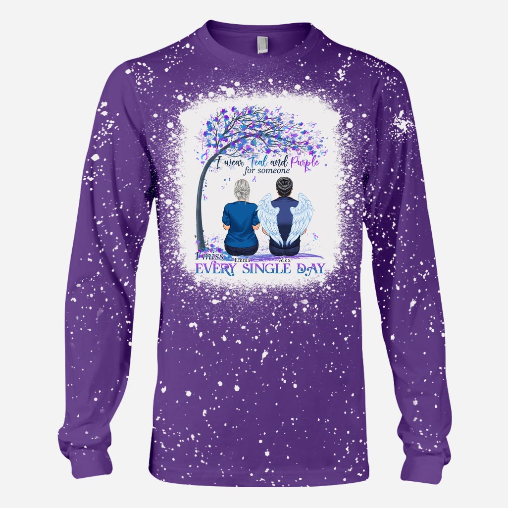 Ich trage Türkis und Lila – personalisiertes, gebleichtes T-Shirt zur Suizidprävention