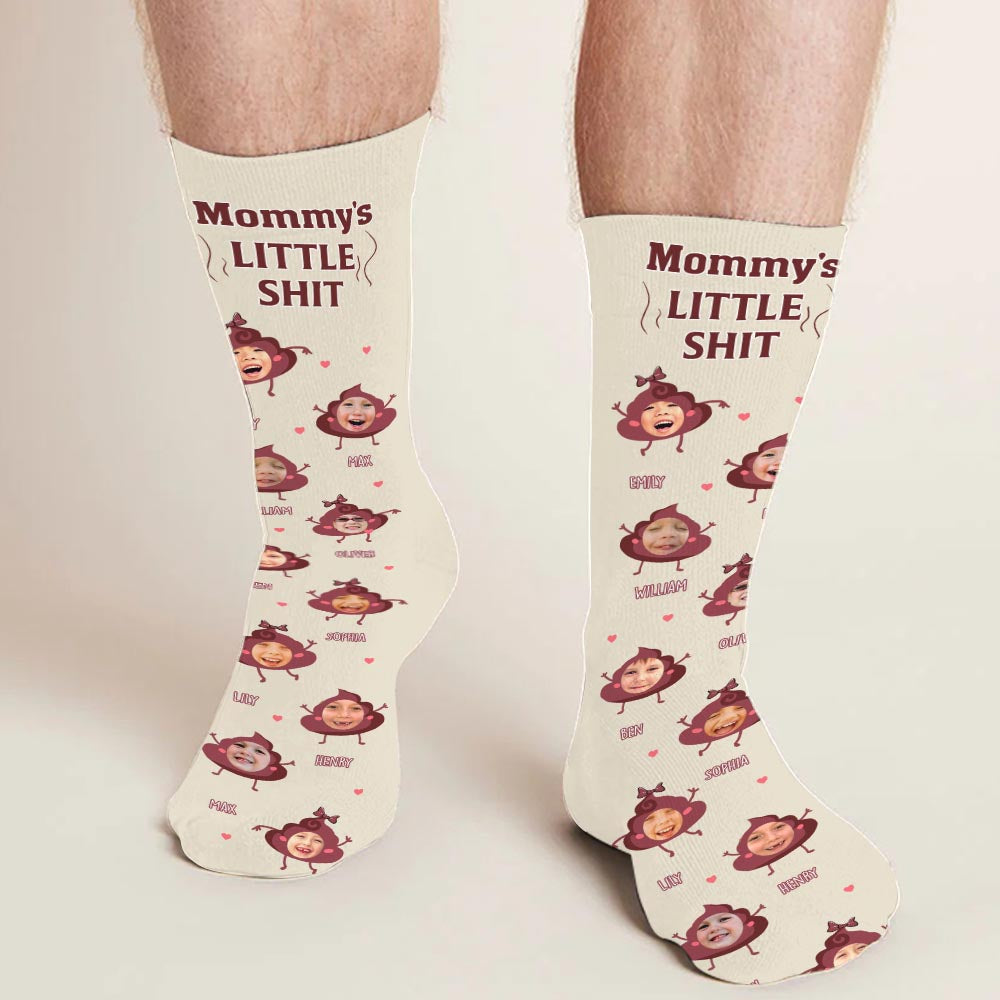 Daddy Little Shits – Geschenk für Papa, Oma, Opa, Mama, Onkel, Tante, Bruder, Schwester – Personalisierte Socken