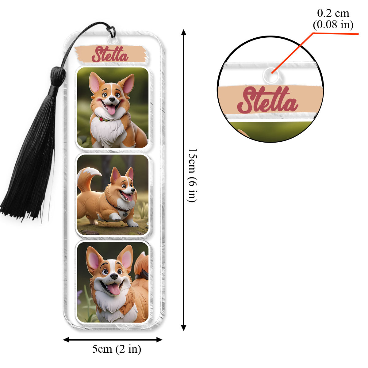 Cartoonize Pet Portrait Photo Collages - Gift for dog lovers, cat lover - Personalized Bookmark (Printed On Both Sides)