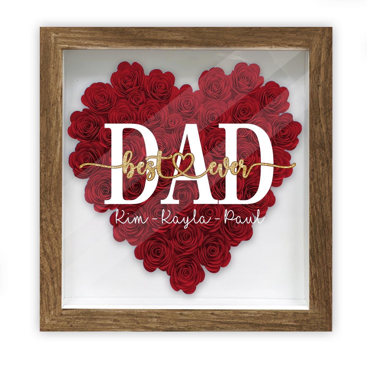 Beste Mama der Welt – Geschenk für Mama, Oma, Opa, Papa, Tante, Schwester – Personalisierte Blumen-Schattenbox