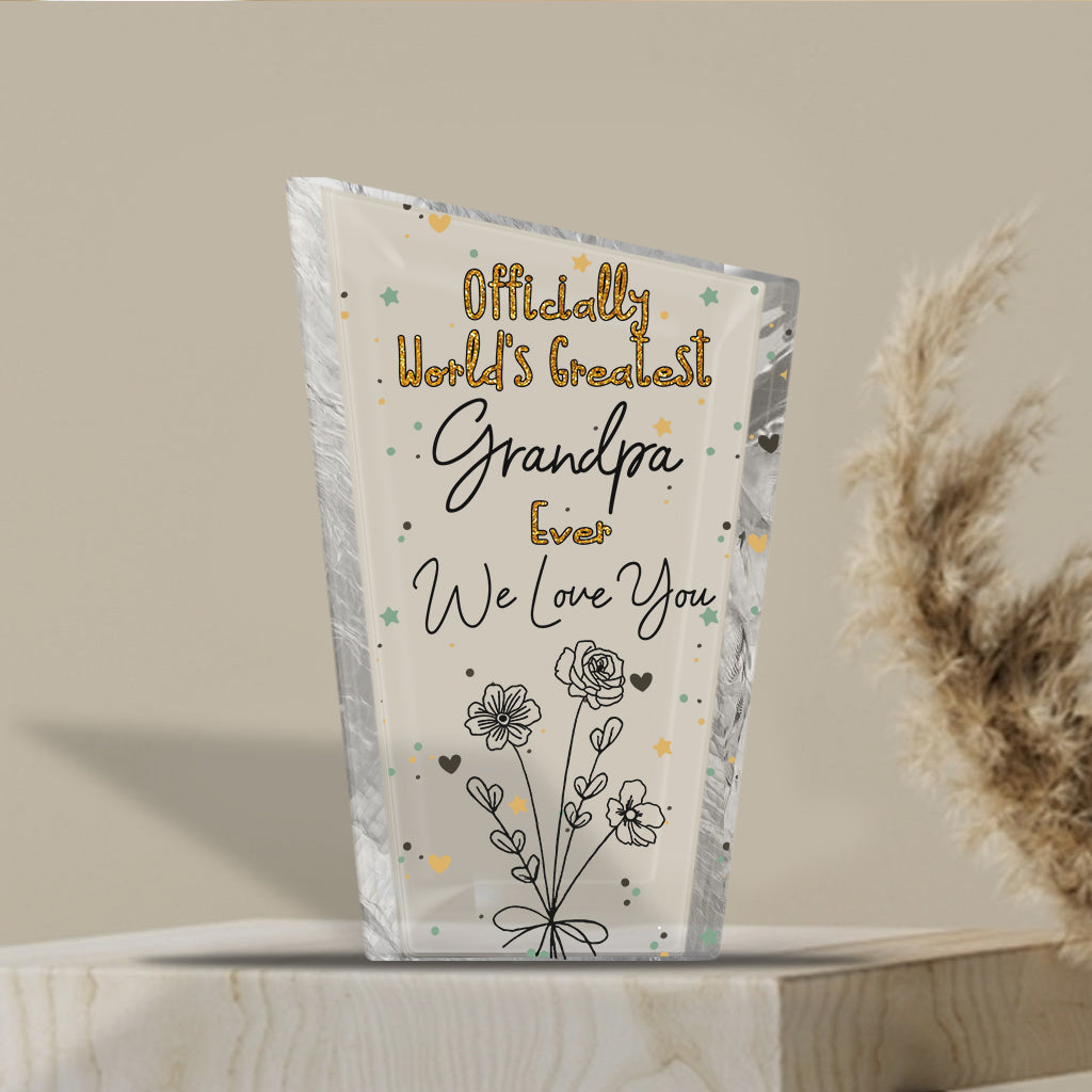 Offiziell die beste Mama der Welt – Geschenk für Mama, Oma, Ehefrau, Papa, Opa, Ehemann – Personalisierte Acrylplakette in individueller Form