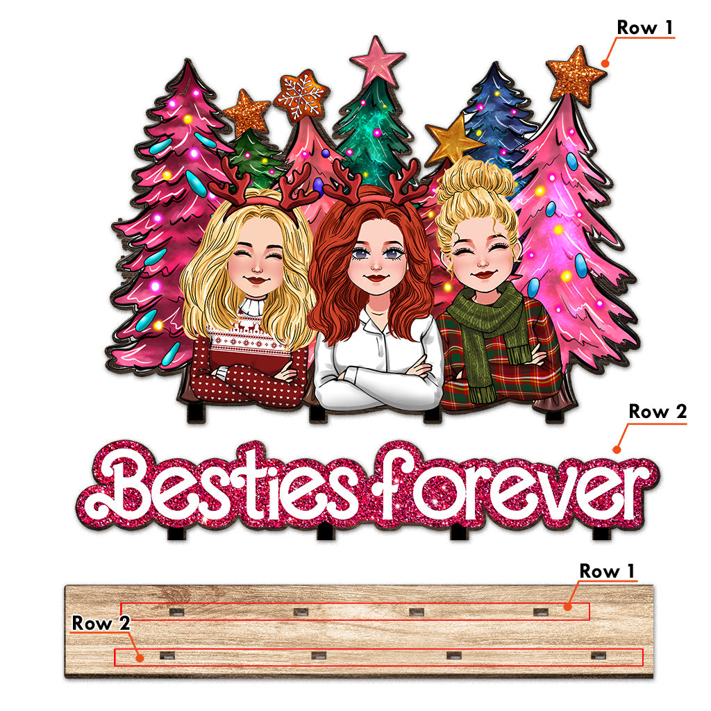 Beste Freundinnen für immer – Geschenk für eine Freundin – Personalisierte, einlagige, große, freistehende Dekoration