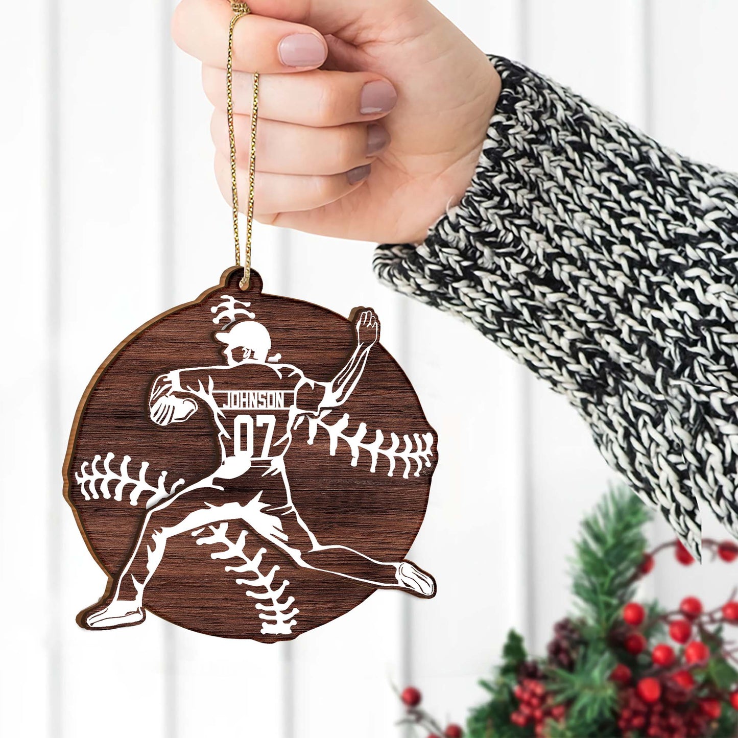 Baseball-Saison – Personalisierter Baseball-Weihnachtsbaumschmuck (2-lagig)