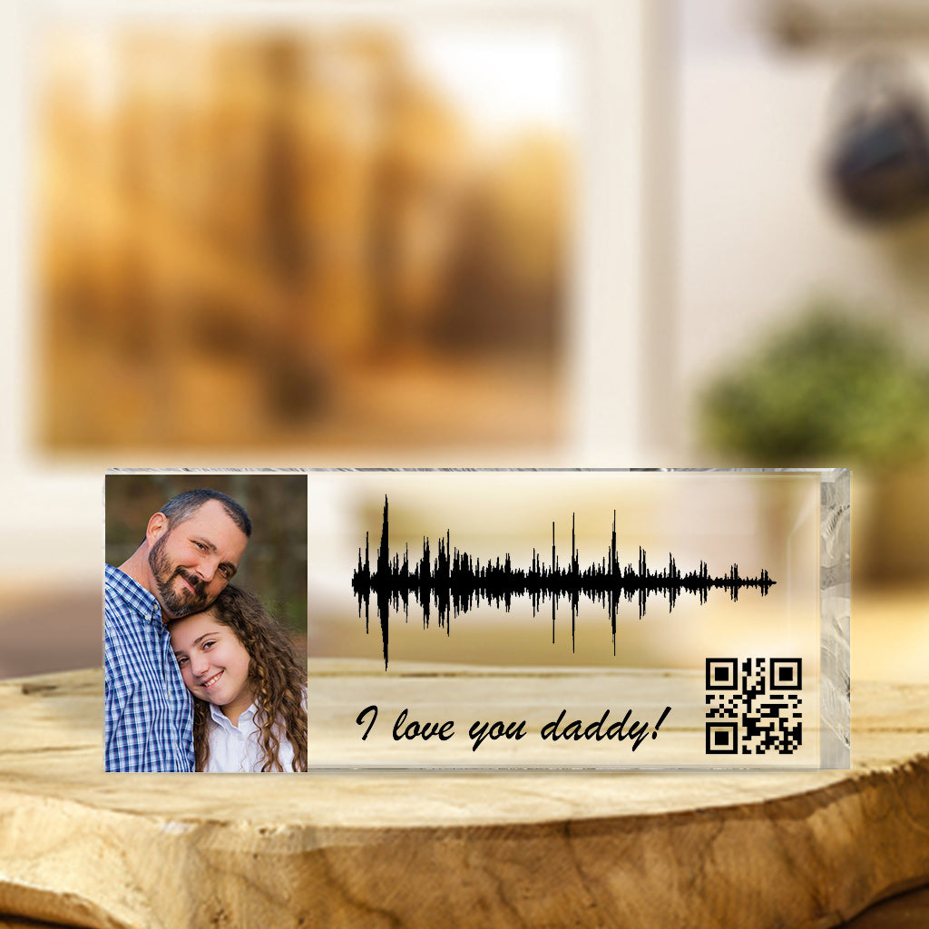 Ich liebe dich, Papa – Geschenk für Stiefvater – Personalisierte Acrylplakette in individueller Form
