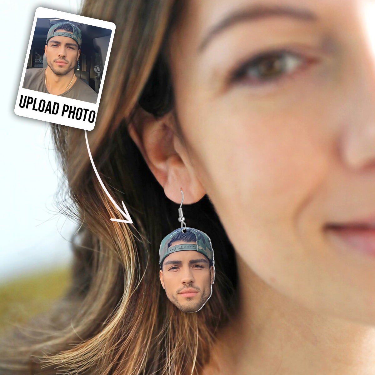 Personalisierte Foto-Ohrringe – Geschenk für Ehefrau, Freundin