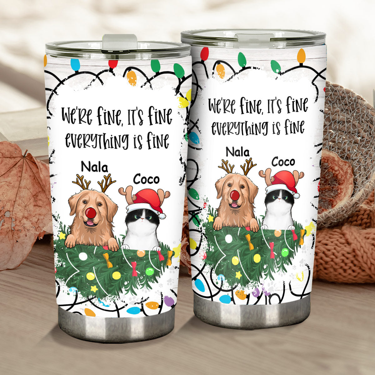 Alles gut, mir geht's gut, alles ist gut – personalisierter Hunde-Trinkbecher