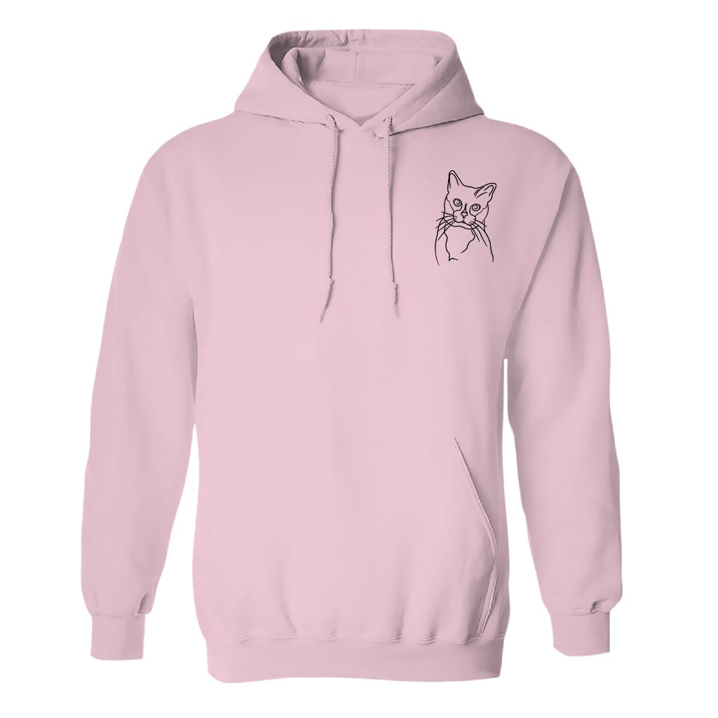 Individuelle Linienzeichnung – Personalisierter Hoodie mit Katzenstickerei