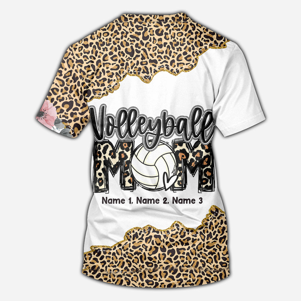 Volleyball-Mama-Leopard – Personalisiertes Volleyball-Shirt mit Allover-Print