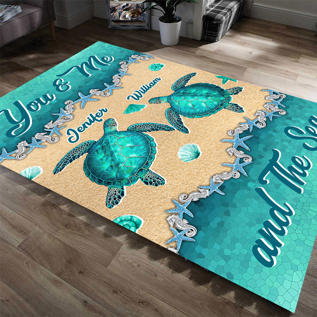 Salty Lil' Beach - Personalized Turtle Rug