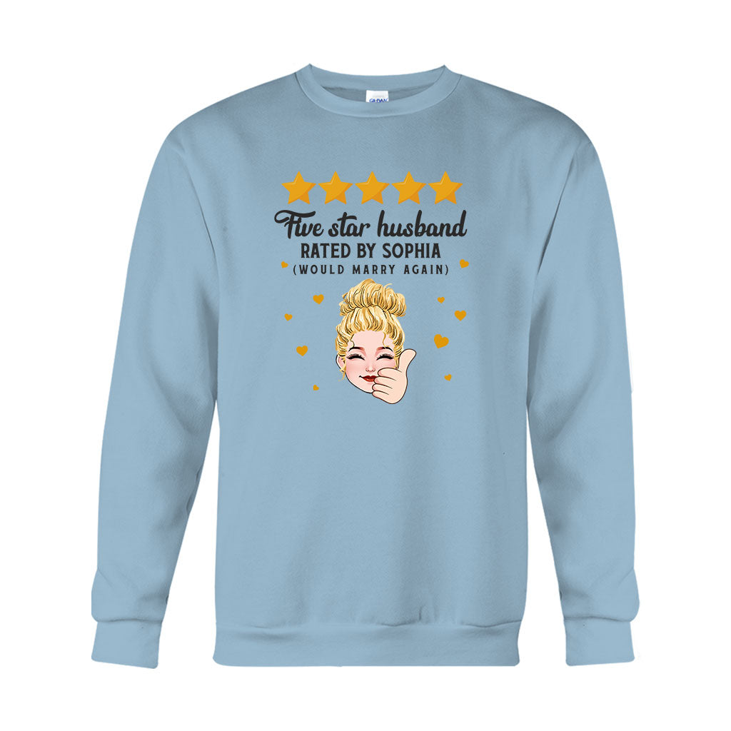 Fünf-Sterne-Ehepaar – Personalisiertes T-Shirt und Hoodie für Ehepaare
