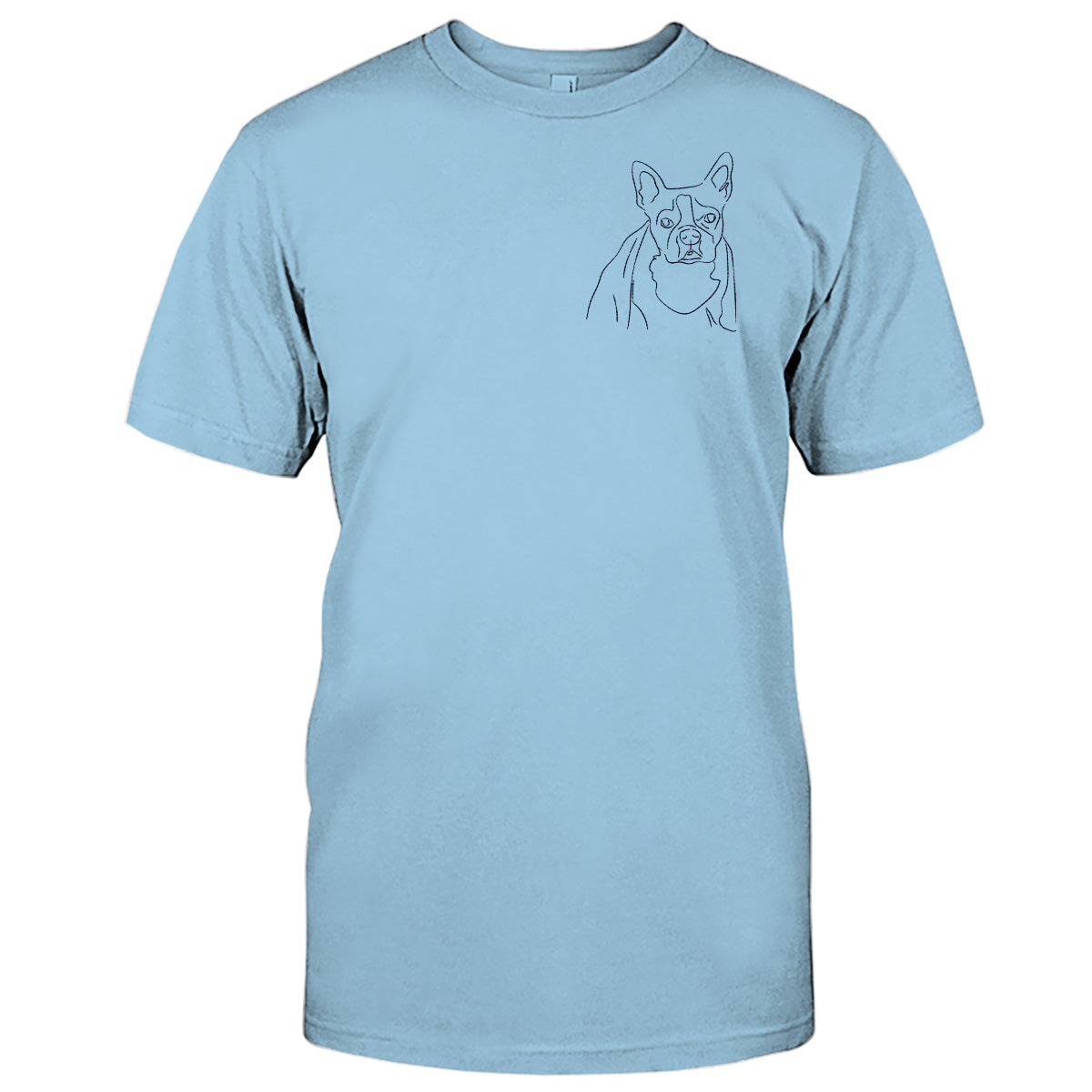 Individuelle Linienzeichnung – Personalisiertes T-Shirt mit Hundestickerei
