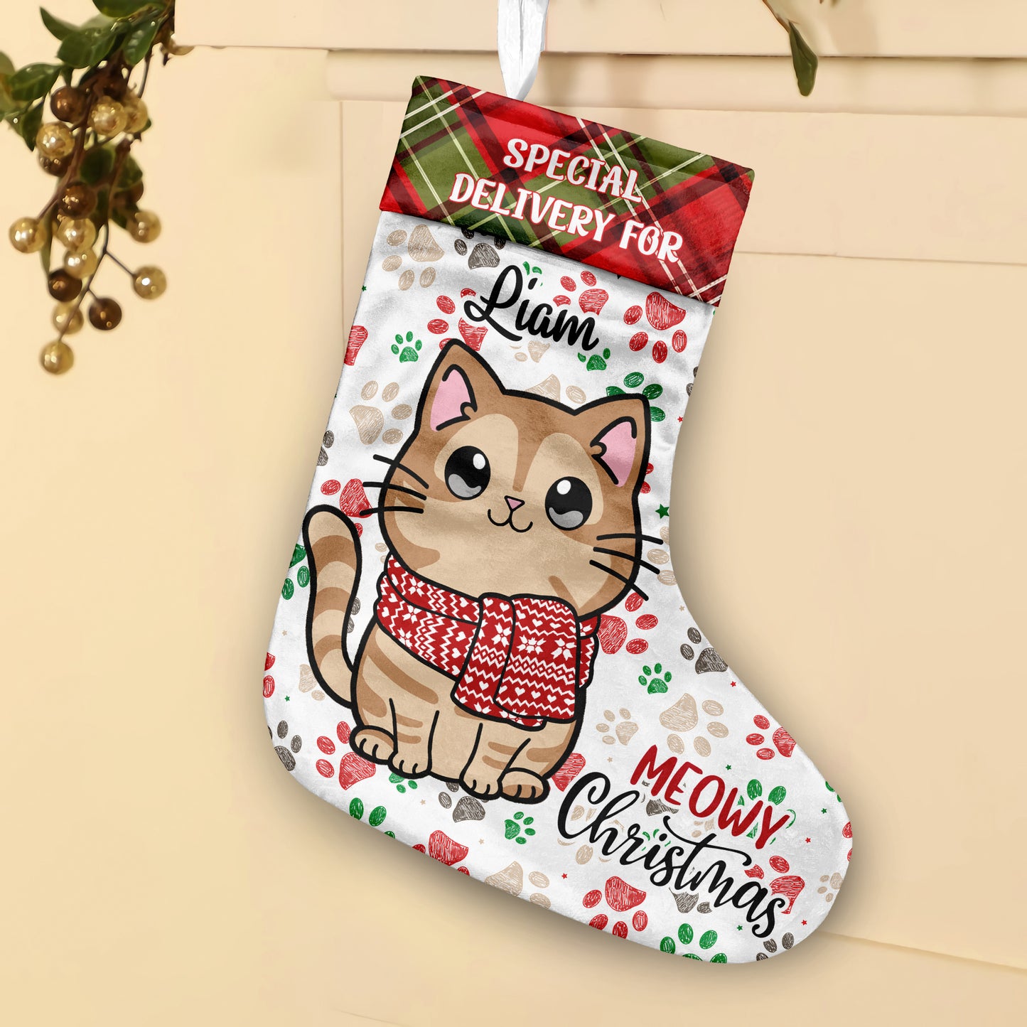 Miau-Weihnachten – personalisierte Katzen-Weihnachtsstrümpfe