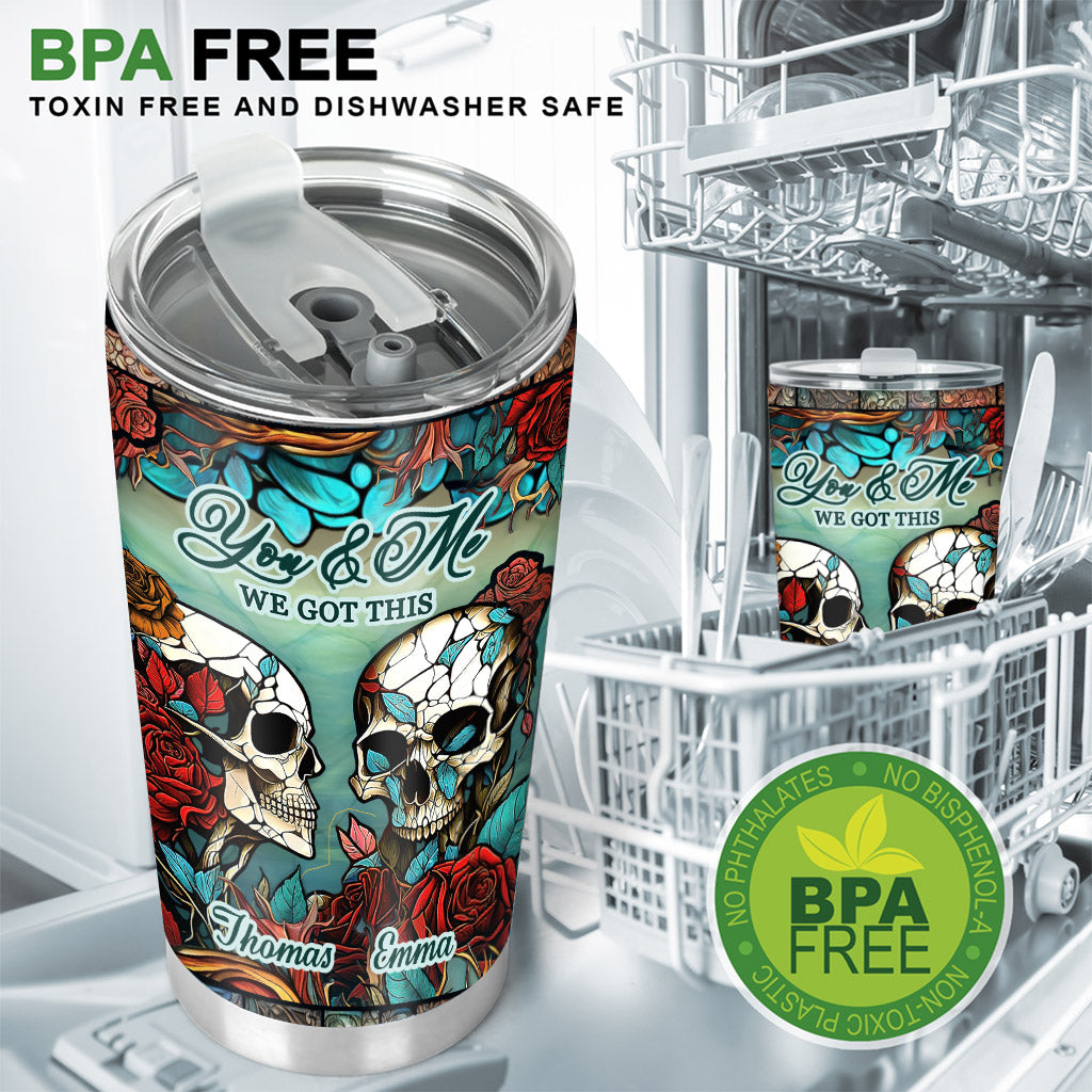 Totenkopf-Pärchen – Totenkopf-Geschenk für Ehemann, Ehefrau, Freund, Freundin – Personalisierter Becher