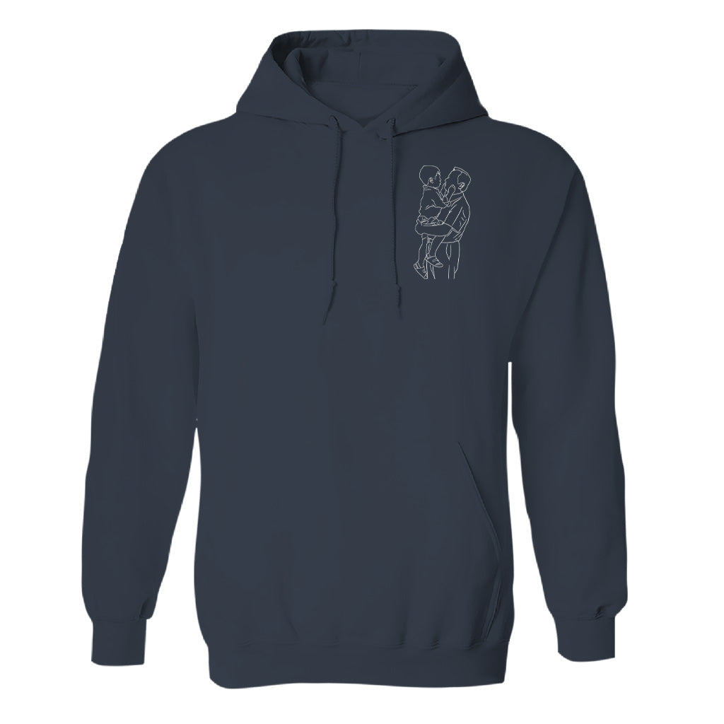 Individuelle Linienzeichnung – Personalisierter bestickter Opa-Hoodie