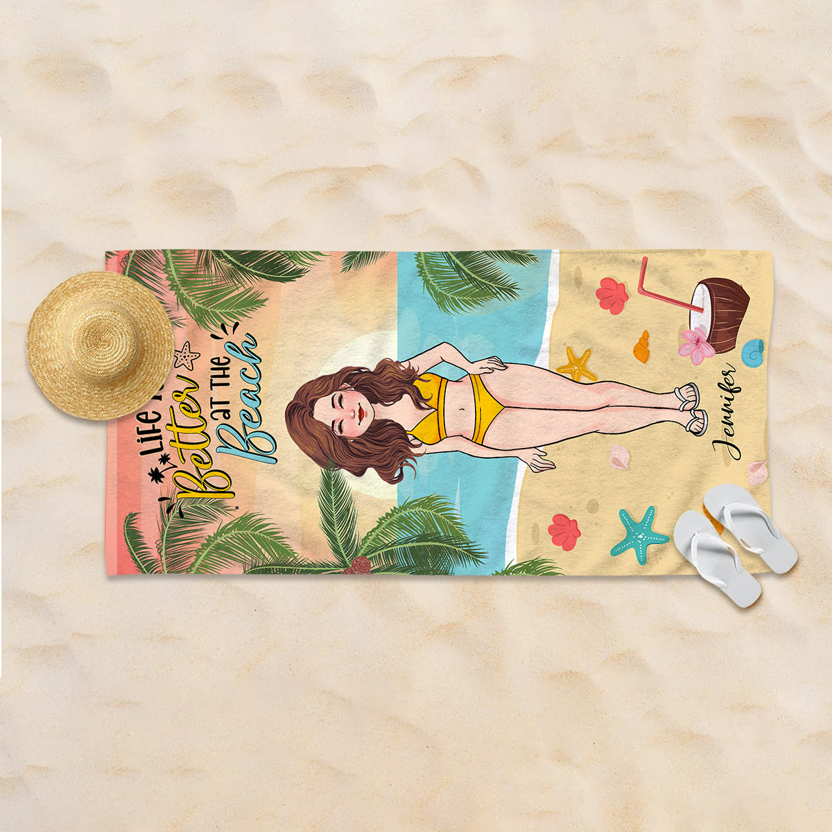 Salz in der Luft, Sand in den Haaren – personalisiertes Strandtuch für Meeresliebhaber