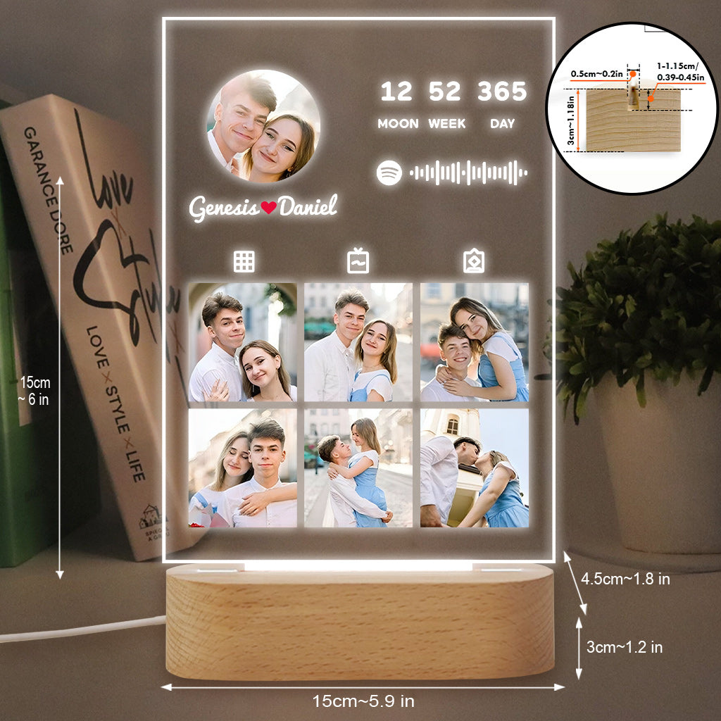 Fotosammlung für Paare – Personalisierte, paarförmige Leuchtplatte