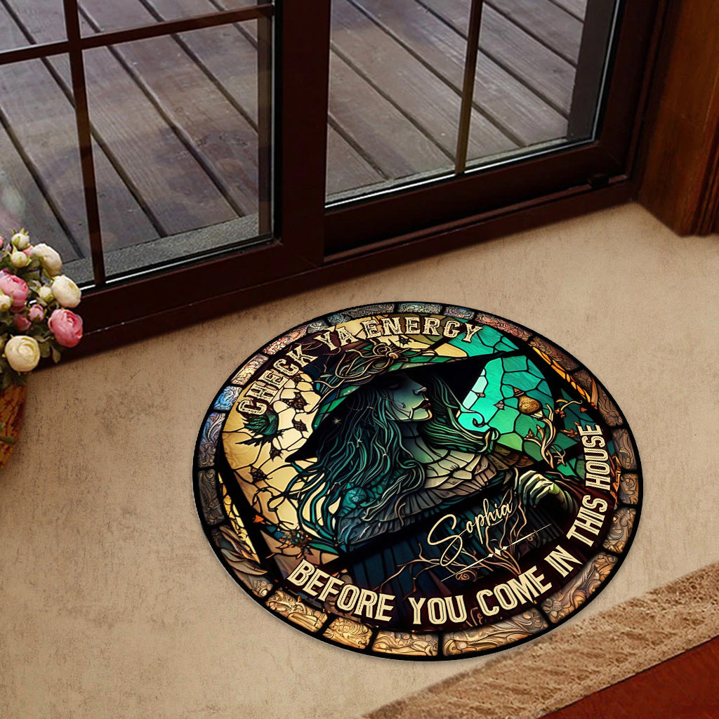 Check Ya Energy – Personalisierte Fußmatte in Hexenform