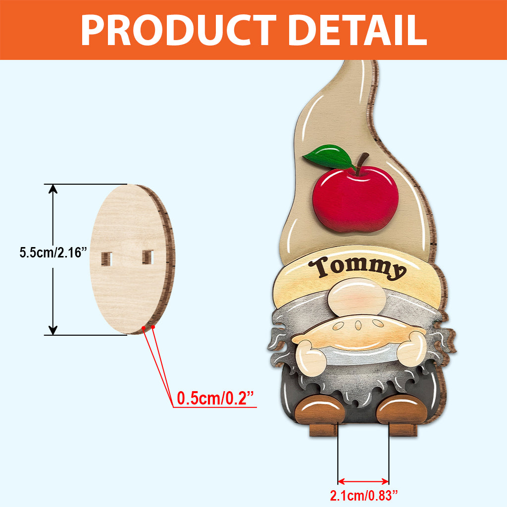 Thanksgiving-Gnome – Personalisierte, freistehende Holzplakette für Thanksgiving
