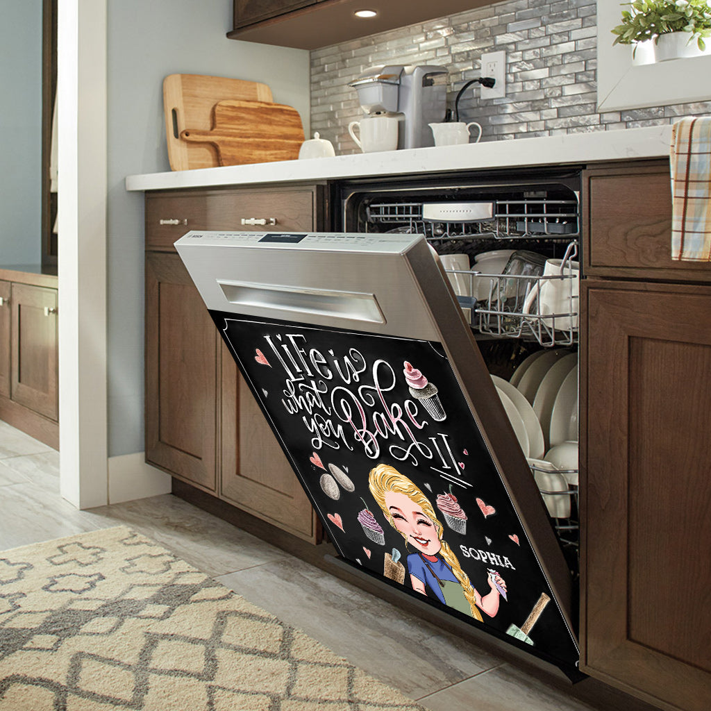 Das Leben ist, was du daraus backst – Personalisierte Spülmaschinenabdeckung