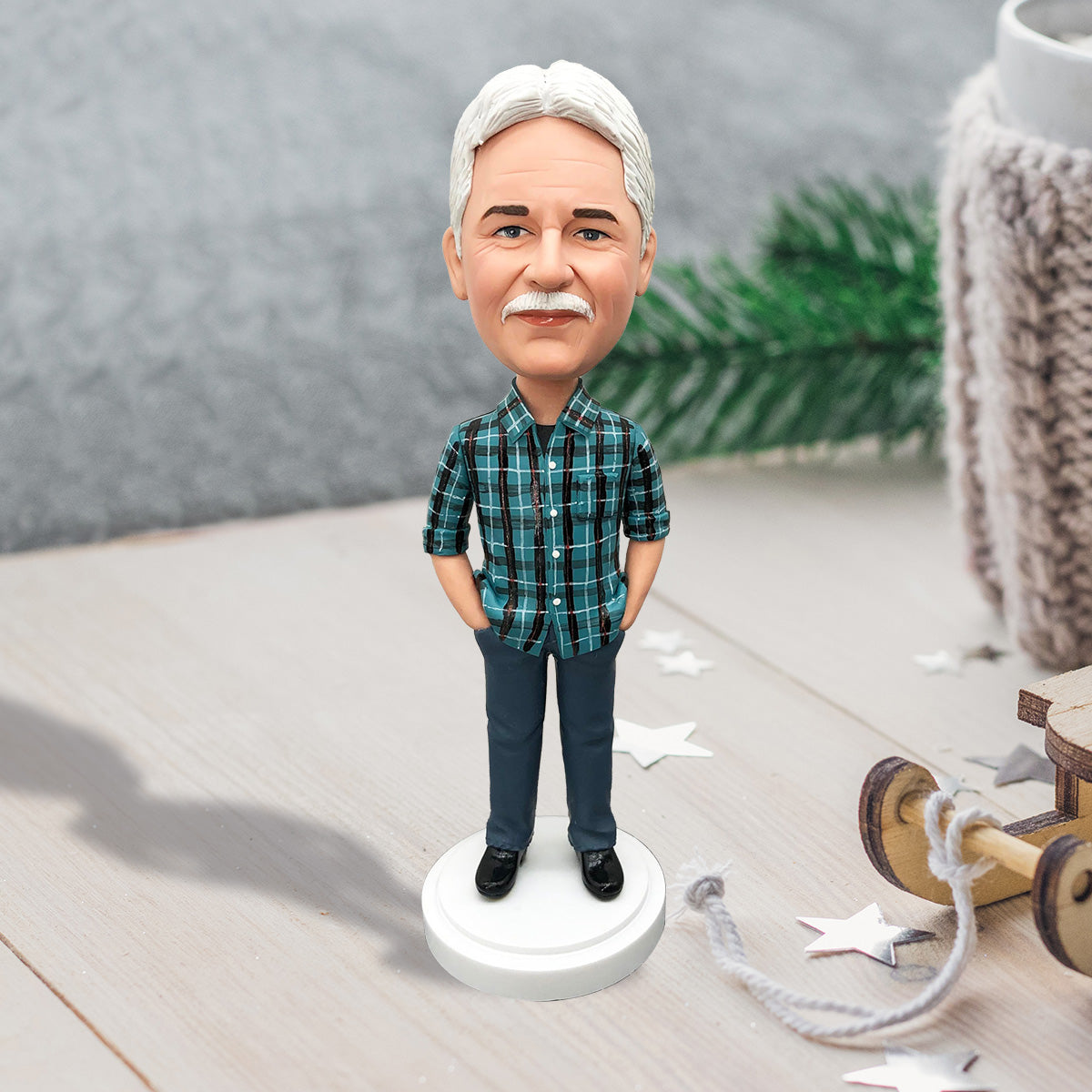 Personalisierte Stiefvater-Figur – Geschenk für Stiefväter – Personalisierte Wackelkopffigur